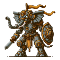 AI generated mechanical elephant warrior png