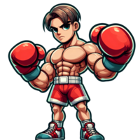 AI generated boxing fighter in cartoon style on transparent background png