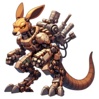 AI generated mechanical kangaroo warrior png