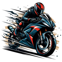 ai generiert Sport Motorrad Fahrer im Karikatur Stil auf transparent Hintergrund png