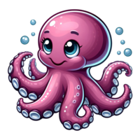 AI generated Octopus in cartoon style on transparent background png