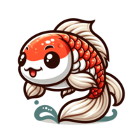 ai generado koi pescado en dibujos animados estilo en transparente antecedentes png