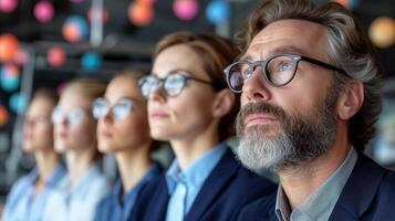 AI generated Group of People With Glasses Lined Up in a Row photo