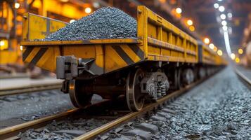 AI generated Loaded Freight Train Carrying Coal at Industrial Facility photo