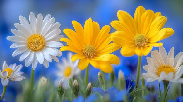 ai generado vistoso flores silvestres cierne en verde césped foto