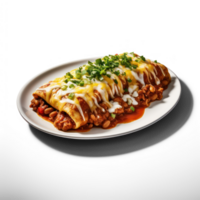 AI generated chicken enchiladas on a plate on transparency background png