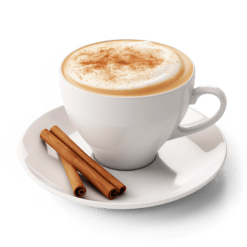 ai generiert Zimt Kaffee Tasse mit Sahne und Zimt auf ein Untertasse auf Transparenz Hintergrund png