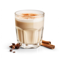 AI generated a glass of milk with cinnamon and anise on transparency background png