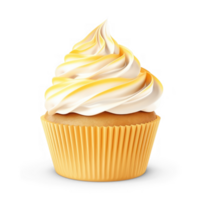 AI generated a cupcake with cream cheese frosting on a transparent background png