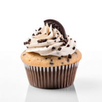 AI generated an oreo cupcake with cream frosting on top png