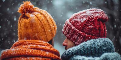 AI generated Couple Standing Together in the Snow photo