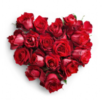 AI generated red roses in heart shape on transparent background png