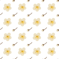 ein nahtlos Muster von Apfel blühen und Apfel blühen Knospung png transparent Hintergrund im ein Frühling minimal gestalten Blumen- Konzept, Illustration