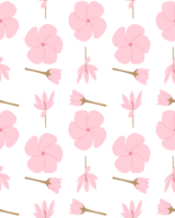 A seamless pattern of pink flower PNG transparent background in a spring minimal shape floral concept, illustration