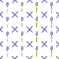 ein nahtlos Muster von Tulpe und lila Blume png transparent Hintergrund im ein Frühling minimal gestalten Blumen- Konzept, Illustration