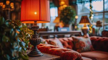 AI generated Lamp on Table Next to Couch photo