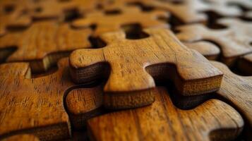 AI generated Close Up of Wooden Puzzle Piece photo