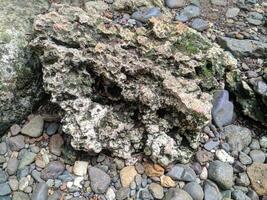 cerca arriba ver y antecedentes de extraño patrones de rocas en un montañoso zona tomado durante a campo traviesa viaje en sulawesi, Indonesia. foto