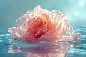 ai generado sumergido rosado Rosa en tranquilo agua foto