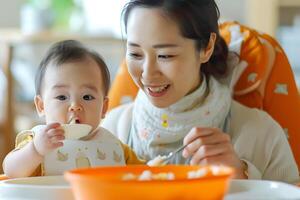 AI generated Mother's Nurturing Moment During Mealtime photo