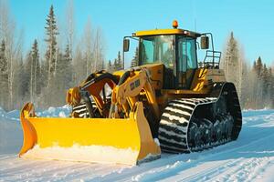 AI generated Efficient Snow Removal on Highway Using Specialized Machinery After Heavy Snowfall photo