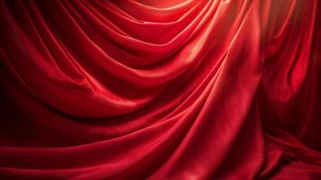 AI generated Elegant Red Satin Draping Smoothly photo