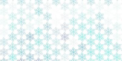 Light blue vector doodle pattern with flowers.