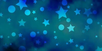 Light BLUE vector backdrop with circles, stars.