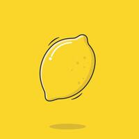 Vector Whole Fresh Lemon Fruit Icon Cartoon Style Lemon On Yellow Background Vector Illustration