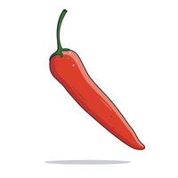 Fresh Red Chilli Pepper Isolated On White Background, Vector Illustration