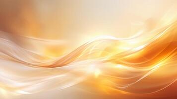 AI generated Abstract luxury background with shiny golden and white waves. Soft stylish design with flowing illuminated wave photo