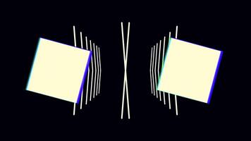 digitale informatica città particelle hud sfondo con Linee modello con cubi e veloce luce. anni 80 retrò futurismo sfondo. analogico problema tecnico effetti con visibile crt catodico tubo modello. video