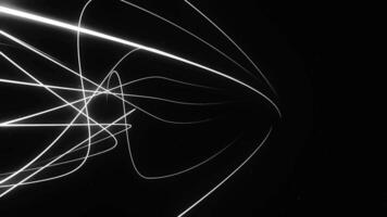 camera in beweging in een 3d rooster eindeloos ruimte lus. hoog definitie beweging achtergrond met een eindeloos tunnel van kleurrijk lijnen en vormen roterend over- zwart achtergrond. eindeloos digitaal terrein video