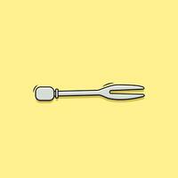 White Disposable Plastic Fruit Cocktail Fork Mini Fork Picker Yellow Background Vector Illustration