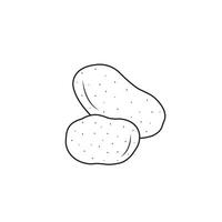 Two Whole Fresh Potatoes Outline Line Art Of Potatoes On White Background Vector Illustration