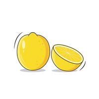 Fresh Whole Lemon With Half Juicy Lemon Isolated On White Background Vector Illustration