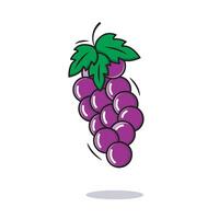 Vector Bunch Of Purple Grapes Fruit Icon Cartoon Style On White Background Vector Illustration