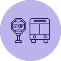 autobús detener línea circulo multicolor icono vector