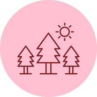 Pine Trees Line Circle Multicolor Icon vector