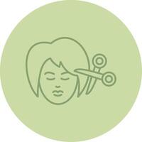 Woman Hair Line Circle Multicolor Icon vector