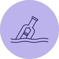 Message In A Bottle Line Circle Multicolor Icon vector