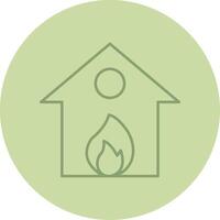 Burning House Line Circle Multicolor Icon vector