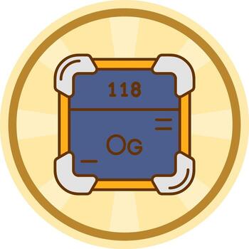 Oganesson cómic circulo icono vector
