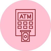 Atm Machine Line Circle Multicolor Icon vector