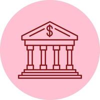 Bank Line Circle Multicolor Icon vector