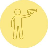 Policeman Holding Gun Line Circle Multicolor Icon vector