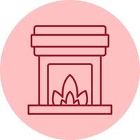 Fireplace Line Circle Multicolor Icon vector