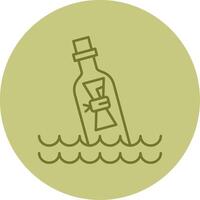 Message In Bottle Line Circle Multicolor Icon vector