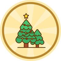 Navidad árbol cómic circulo icono vector