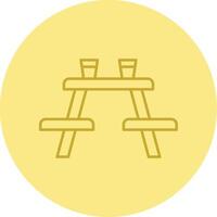 Picnic Table Line Circle Multicolor Icon vector